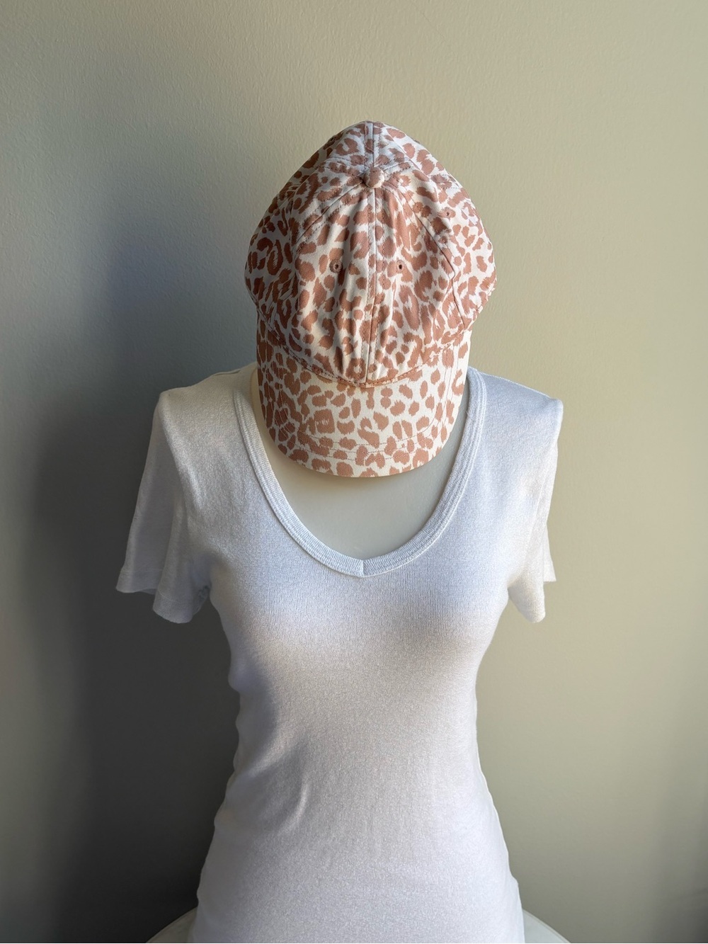 J.Crew Leopard Print Baseball Cap Adjustable One Size Pink Ivory